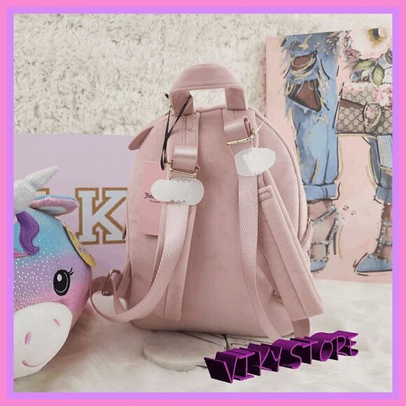 NWT 💖 {Juicy Couture}  Stylish Everyday Companion:  Pink Velvet Backpack with L - Picture 6 of 9